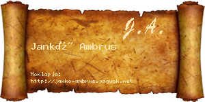 Jankó Ambrus névjegykártya