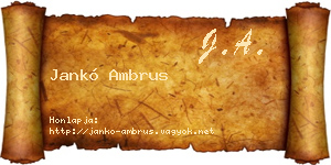 Jankó Ambrus névjegykártya